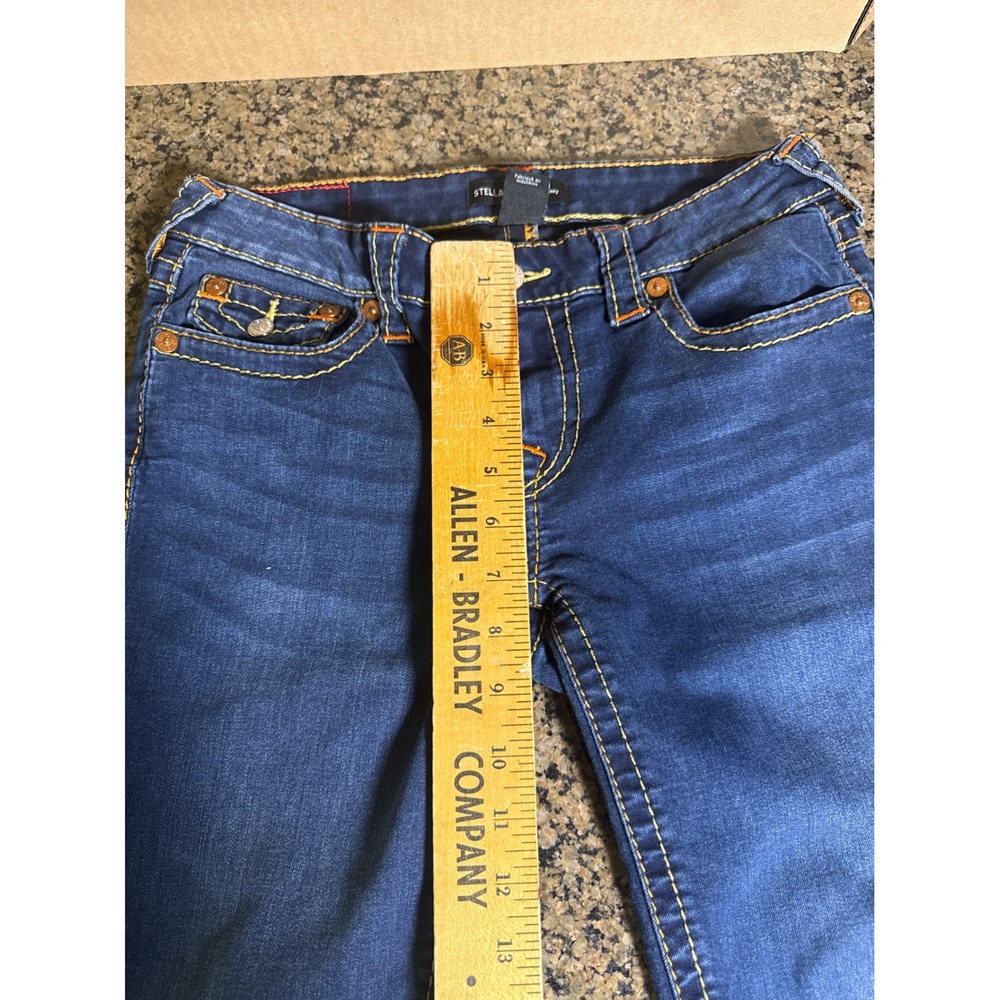 True Religion Stella Low Rise Skinny Jeans Dark Wash Contrast Stitch Size 30 - Picture 4 of 8